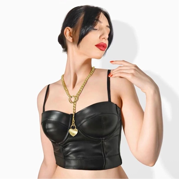 NEW! 90s/Y2K Heart Lock & Key Gold Stainless Steel Adjustable Toggle Necklace - Picture 3 of 7